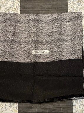 Tiffany & Co. Black and Gray Knit Logo Scarf